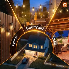 Addlon 54Ft486 Solar String Lights Outdoor Waterproof Usb Charging Remote