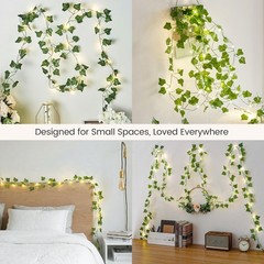 Ivy Vine Garland with 40 Fairy Lights – Vintage Greenery Decor with Remote & …