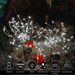 150 LED Solar Firework Lights Fairy Lamp Garden Path Outdoor Decor USA Starburst