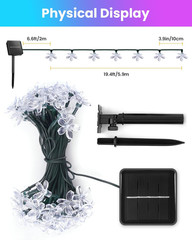 60 LED Flower Solar String Lights Outdoor Waterproof Fairy Lights for Garden Yar