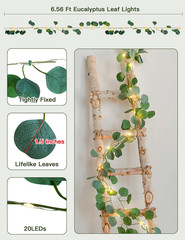 Fake Vines with Lights Battery Operated, 20 LED 6.56FT Eucalyptus Garland Fairy