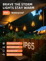 50FT Outdoor String Lights for Patio Waterproof Connectable ST38 LED Light Strin