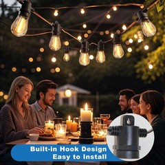 49FT Outdoor String Lights Dimmable Remote IP65 Waterproof Christmas Lights