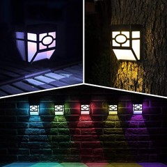 4Pack LED Solar Fence Light Outdoor Garden Deck Wall Decor Lamp 8 Lighting Color