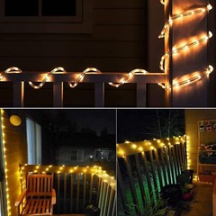 Rope Solar String Lights Outdoor Waterproof Fairy Fence Lights Garden Deco100LED