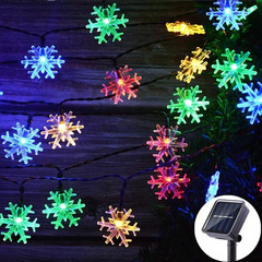 12M Solar Snowflake LED String Lights Fairy Lights Garland Outdoor New Year Chri