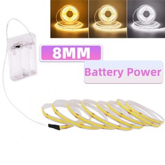 5V COB LED Strip 3mm 5mm 8mm Width 320LEDs High Density COB LED Tape AA Battery