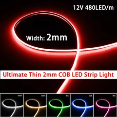 5V 12V 24V 2mm 3mm 4mm Ultra Slim COB LED Strip Lights DIY mini Figure 480LED/m