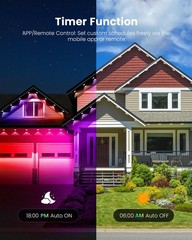 200FT RGB+IC Outdoor String Lights, 24V Waterproof Roof & Eaves Lighting, App &