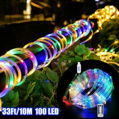 33ft 100 LED Strip Rope Light Tube String Outdoor Garden Party Decoration Lights