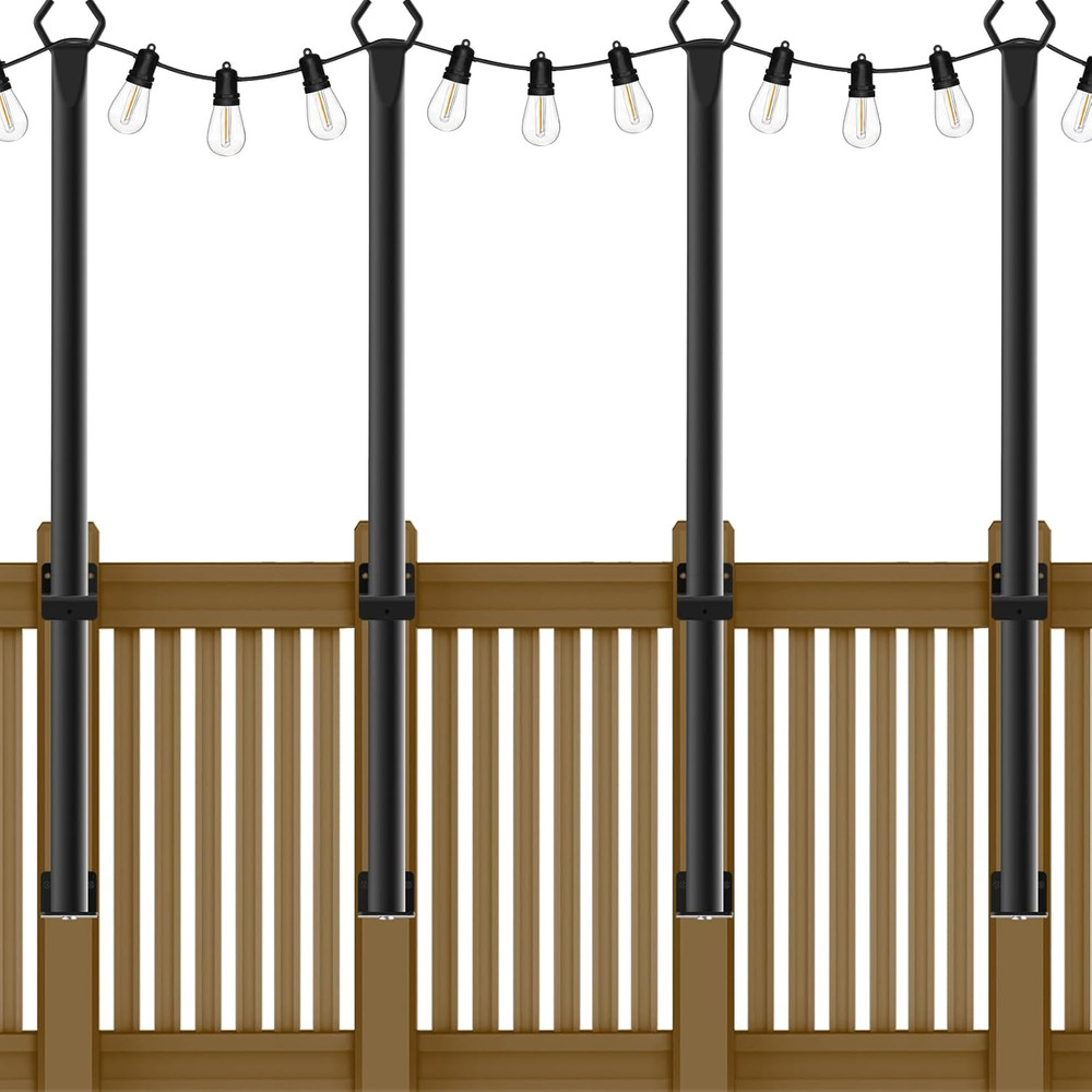 4 Pack String Light Poles,5Ft Metal Poles for Outdoor String Lights,Outdoor Ligh