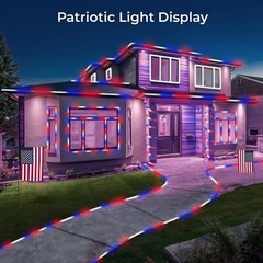 USA Exterior Accent LED Rope Lights, Waterproof, Connectable, 10′ 25′ 50′ 100’ft