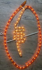 FOOTBALL ORANGE & WHITE LED CORDED PLUG IN WALL ROPE LIGHT 11×19″