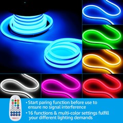 50ft LED Neon Rope Light, 120V IP67 Waterproof Neon Light Outdoor