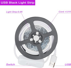 USB Black Light Strip, 6.6Ft UV LED Lights for Party, Room, Decorations