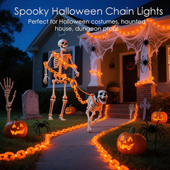 10Ft Solar Halloween Plastic Chain Lights for Halloween Decorations Outdoor , 8