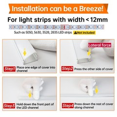 Muzata 6Pack 3.3FT/1M U Shape LED Aluminum Channel System with Cover End U1SW