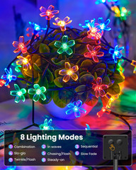 60 LED Flower Solar String Lights Outdoor Waterproof Fairy Lights for Garden Yar