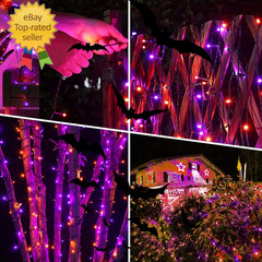 300 LED Halloween Lights Waterproof,99 FT String Lights with Timer | Purple & Or