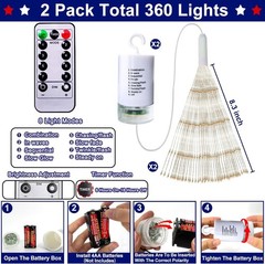 2 Pack 250th Anniversary 4th of July Lights, Waterproof LED Firework Decor, Time