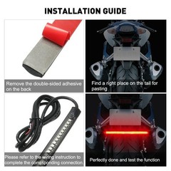Waterproof 8” 12V Motorcycle LED Strip Underbody Light For Motorcycle ATVs UTVs