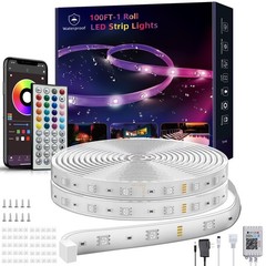 100ft Waterproof LED Strip Lights – IP65 Outdoor Rope Lights with Remote & App C