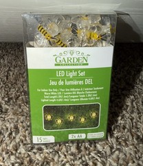 Garden Collection Bee LED Garland 15 Warm White LED Lights Battery Indoor 5.3ft