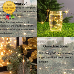 100 FT Warm White Fairy Lights Plug in Copper Wire String Lights with Remote, Ti