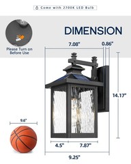 Femila Solar Powered Wall Lights 14.2 Wall Mount Solar Lights Outdoor