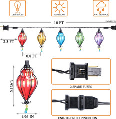 Multicolor – Decorative String Lights Plug in with 10 Bulbs Connectable, Indoor