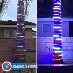 100FT Red White Blue LED Rope Lights 4th July Patriotic Outdoor Decor Lights