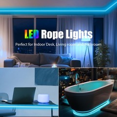 32.8ft RGB(W) Neon LED Rope Lights Plug&Play 110V 120V Flex Waterproof Led Ne…