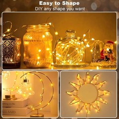 33Ft String Lights Battery Operated with Remote Control Timer, 100LED 4 Pack …
