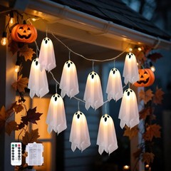 9FT Battery Powered Halloween Decoration Ghost Garland Lights Banner Party Decor