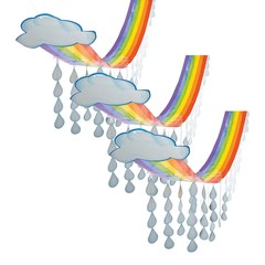 Rainbow Cloud & Rain Drops Ceiling Decorations 12 Ft. x 32″ – Bulk 3 Pc