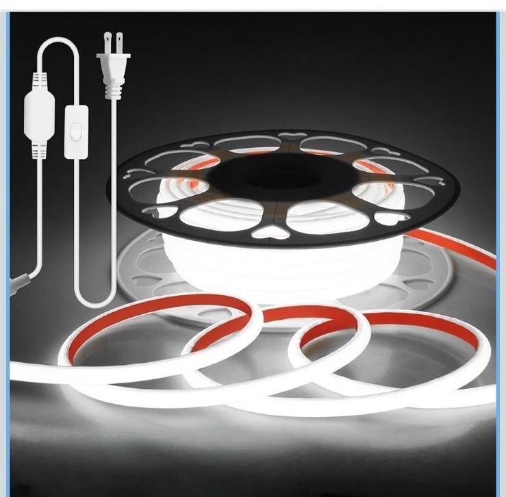 COB LED Strip Light 50’ 6000K Daylight White AC 110V-120V LED Rope Lights Outdoo