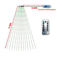 Christmas Tree Waterfall String Lights 6.56FT x 16 Lines 320 LED USB Xmas Lights