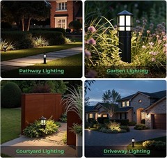 6-Pack Low Voltage Pathway Lights 12V 4W G4 2700K Black Aluminum IP65 Wired LED