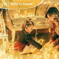 66FT Warm White String Lights with Memory Function, Timer and Connectable Design