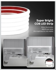 COB LED Strip Light 50’ 6000K Daylight White AC 110V-120V LED Rope Lights Outdoo