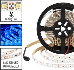 Waterproof 5M Blue LED Strip Light 300 LEDs Dimmable Flexible for Home & Outdoor