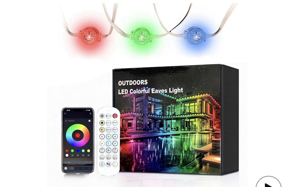 iHomey 50ft Smart RGB Outdoor Eaves Lights 30 LED Waterproof NEW