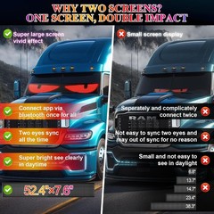 52.4in x 7.6in Extra Large Flexible Easy Install USB Devil Eyes Light for Cars..