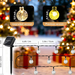 Solar String Lights Outdoor Waterproof IP65 9.3 Feet Patio Lights with 20 LED Cr
