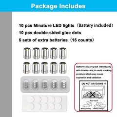 10 Pack Tiny Miniature LED Lights Battery Powered Warm White DIY Craft Dollhouse
