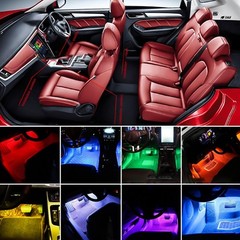Car RGB 48 LED Light Strip Interior Atmosphere Neon Lamp Remote Control for Car