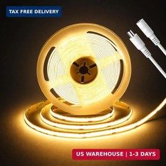 Gold Yellow COB LED Strip Light 16.4ft, DC 24V 320 LEDs/m Dotless LED Tape, 8mm