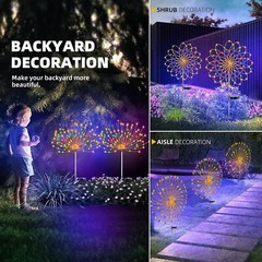 Solar Garden Firework Lights Outdoor Waterproof 150 LED Sparklers Outside Yard