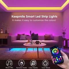 Keepsmile 100Ft Led Strip Lights 2 Rolls Of 50Ft Bluetooth Smart App Control
