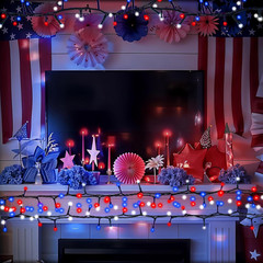 Red White Blue String Lights 105ft 300 LED Independence Day Waterproof Remote